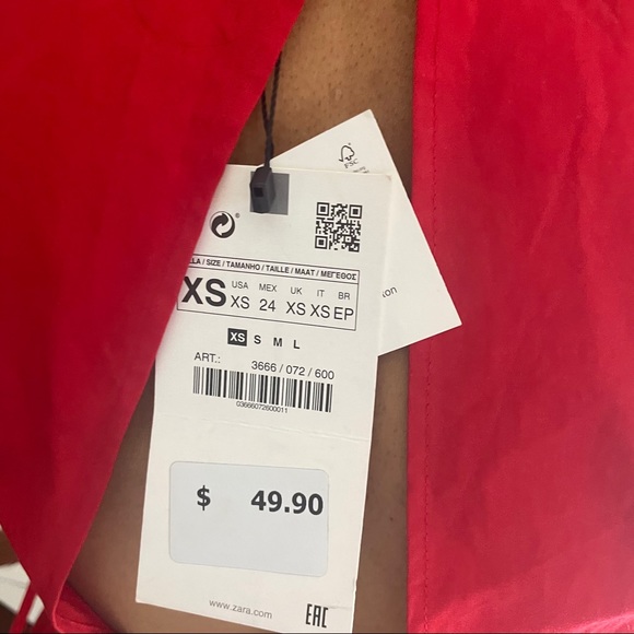 Zara Red Poplin midi dress - Picture 3 of 5